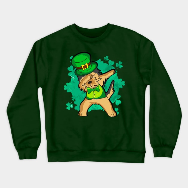 Irish Terrier Dabbing Dog St Patricks Day Crewneck Sweatshirt by E
